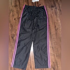 adidas Black Track Pants with Pink Stripes and full zip jacket